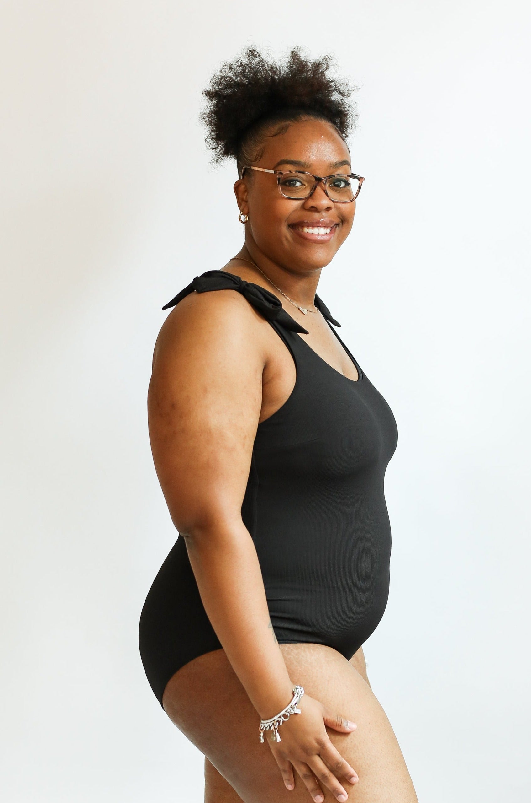 Ribbed One Piece Tie Shoulder Breastfeeding Swimsuit | Milk & Baby