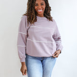Relaxed Fit Invisible Zipper Breastfeeding Sweatshirt with Piping
