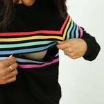 Six Stripe Invisible Zip Breastfeeding Sweatshirt Milk & Baby