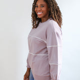 Relaxed Fit Invisible Zipper Breastfeeding Sweatshirt with Piping