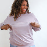 Relaxed Fit Invisible Zipper Breastfeeding Sweatshirt with Piping