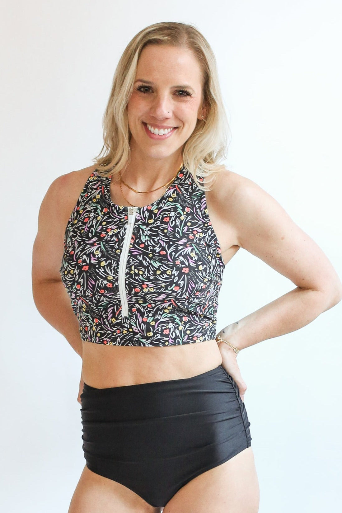 Crop Zip Up Breastfeeding Swimsuit Top | Milk & Baby