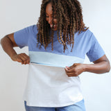 Full Zip Breastfeeding Tee | Sky Blue