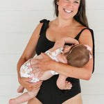 Ribbed One Piece Tie Shoulder Breastfeeding Swimsuit | Milk & Baby