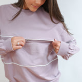 Relaxed Fit Invisible Zipper Breastfeeding Sweatshirt with Piping