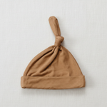 Mustard Bamboo Newborn Knot Hat - Minimal Flat Lay