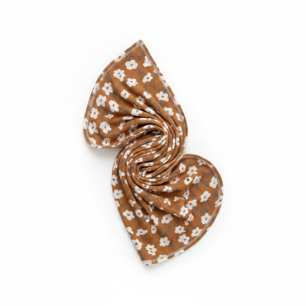 Mustard Floral Bamboo Stretch Swaddle - Minimal Flat Lay