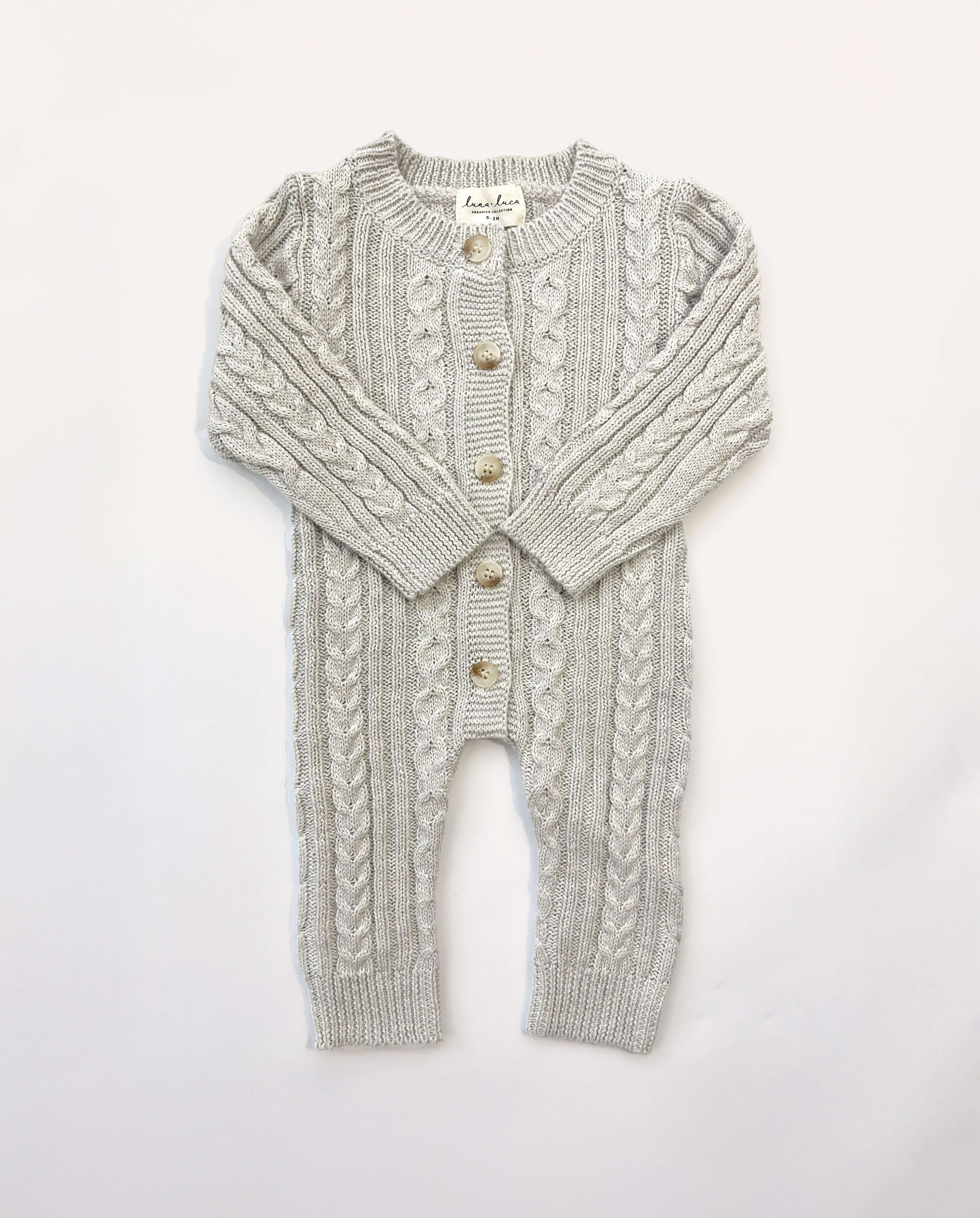 Luna + Luca Classic Cable Knit Jumpsuit - Natural | Milk & Baby