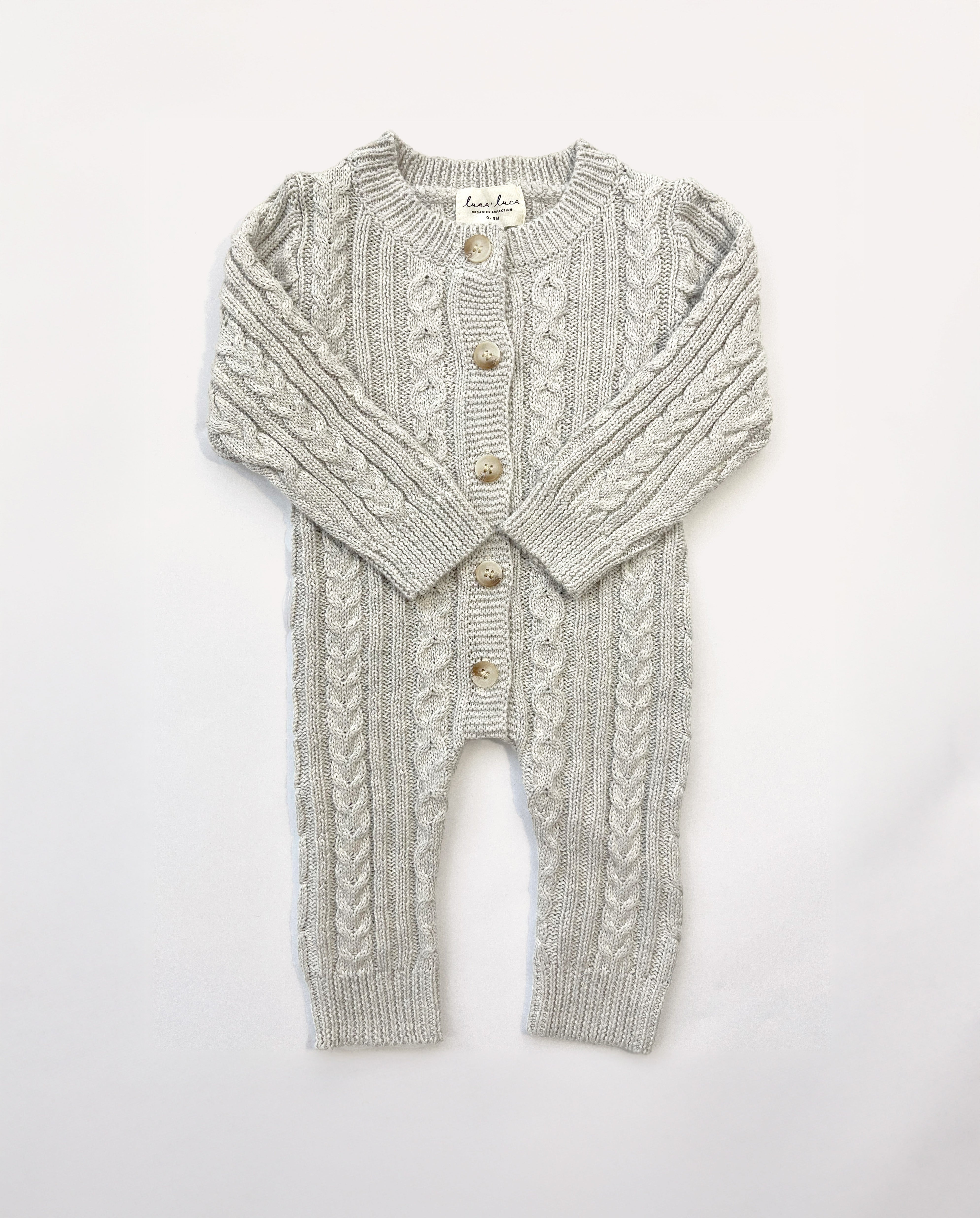Luna + Luca Classic Cable Knit Jumpsuit Natural lifestyle