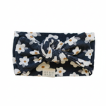 Navy Daisy Ribbed Bamboo Head Wrap - Portrait