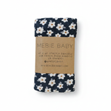 Navy Daisy Ribbed Bamboo Stretch Swaddle - Portrait