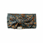 Navy Floral Bamboo Head Wrap - Portrait