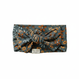 Navy Floral Bamboo Head Wrap - Portrait