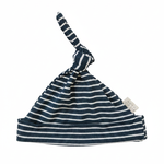Navy Stripes Ribbed Bamboo Newborn Knot Hat - Portrait