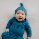 Blue Knotted Newborn Baby Gown | Milk & Baby