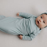 Blue Bird Ribbed Knotted Gown | Milk & Baby