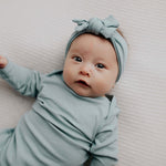 Blue Bird Ribbed Knotted Gown | Milk & Baby