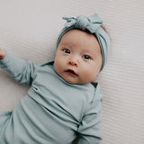 Blue Bird Ribbed Knotted Gown | Milk & Baby