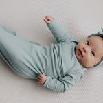 Blue Bird Ribbed Knotted Gown | Milk & Baby