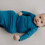 Blue Knotted Newborn Baby Gown | Milk & Baby