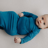 Blue Knotted Newborn Baby Gown | Milk & Baby