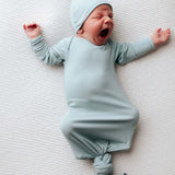 Blue Bird Ribbed Knotted Gown | Milk & Baby