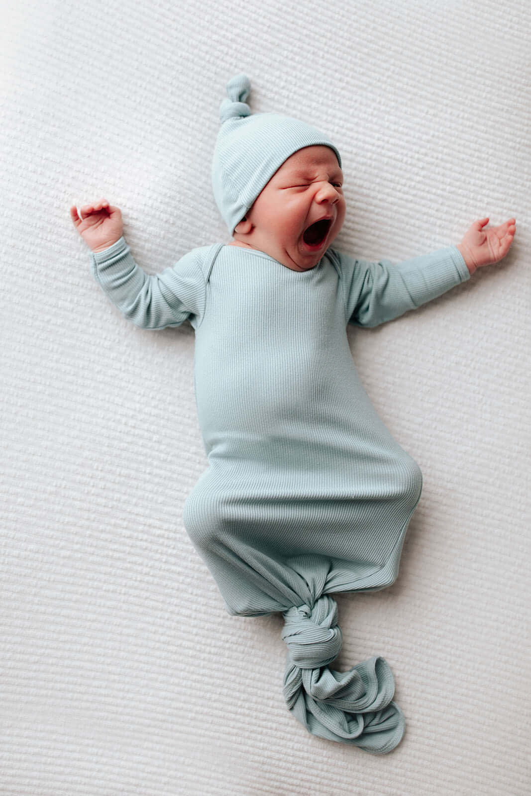 Blue Bird Ribbed Knotted Gown | Milk & Baby