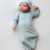 Blue Bird Ribbed Knotted Gown | Milk & Baby