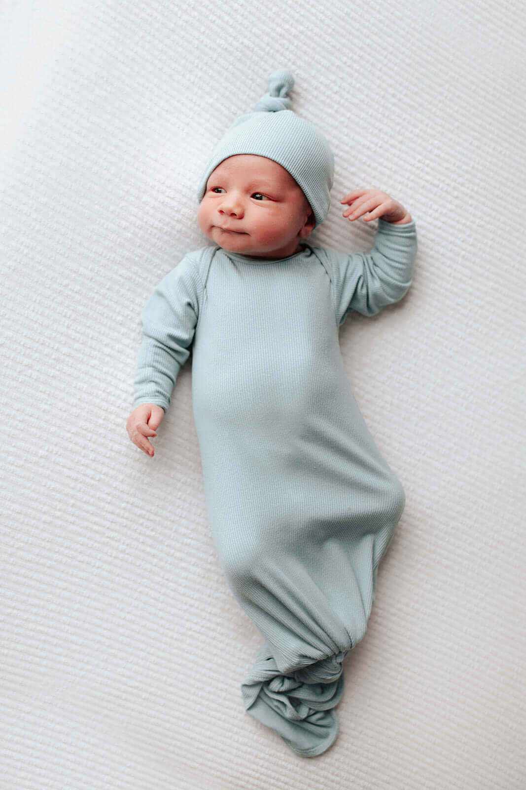 Blue Bird Ribbed Knotted Gown | Milk & Baby