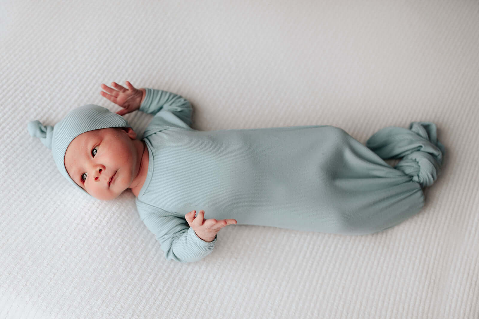 Blue Bird Ribbed Knotted Gown | Milk & Baby