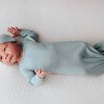 Blue Bird Ribbed Knotted Gown | Milk & Baby