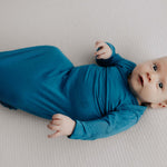 Blue Knotted Newborn Baby Gown | Milk & Baby