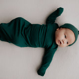 Forest Green Knotted Newborn Baby Gown