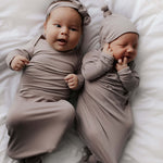 Harbor Mist Knotted Newborn Baby Gown | Milk & Baby