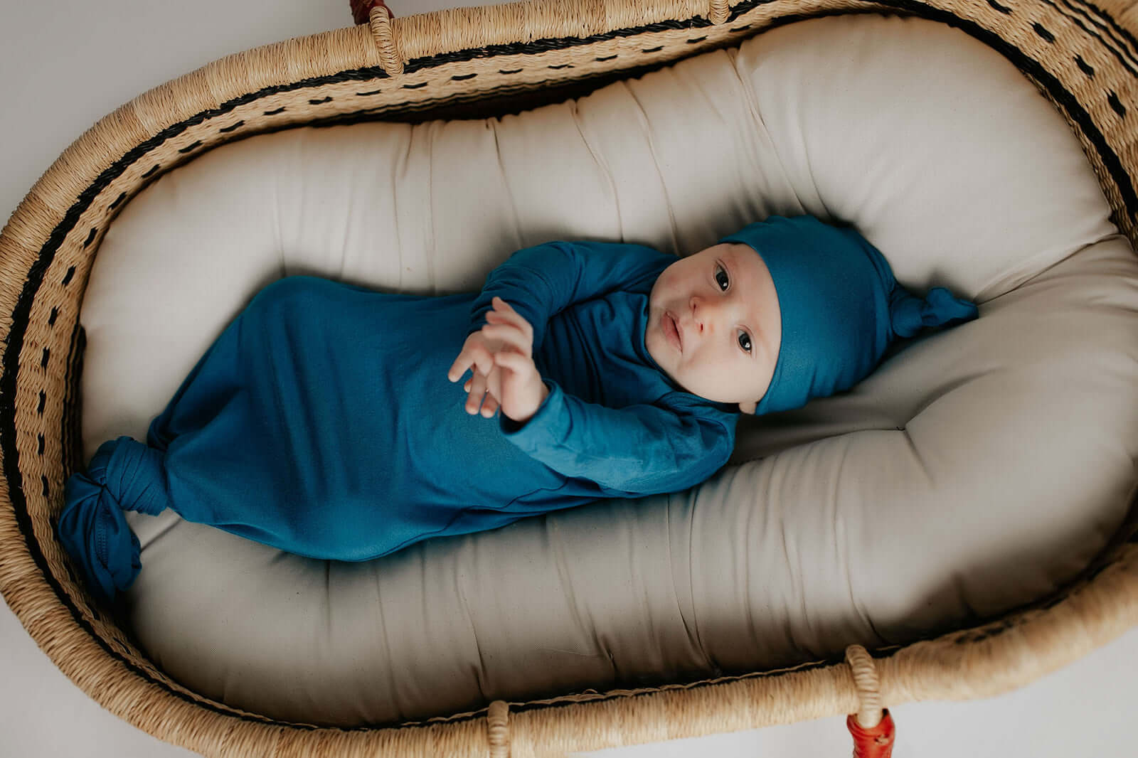 Blue Knotted Newborn Baby Gown | Milk & Baby