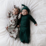 Forest Green Knotted Newborn Baby Gown