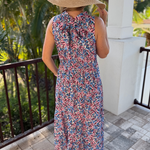Tie Back Bow Nursing Dress in Berry Garden - back tie detail