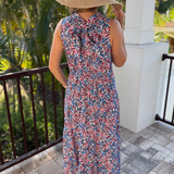 Tie Back Bow Nursing Dress in Berry Garden - back tie detail