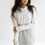 Nursing Queen Cowl Neck Colorblock Pullover in Light Gray