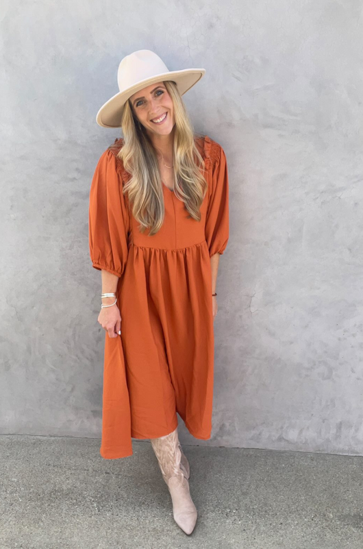 Burnt Orange Nursing Dress Milk & Baby