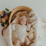 Yellow Floral Button Bubble Romper | Milk & Baby