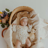 Yellow Floral Button Bubble Romper | Milk & Baby