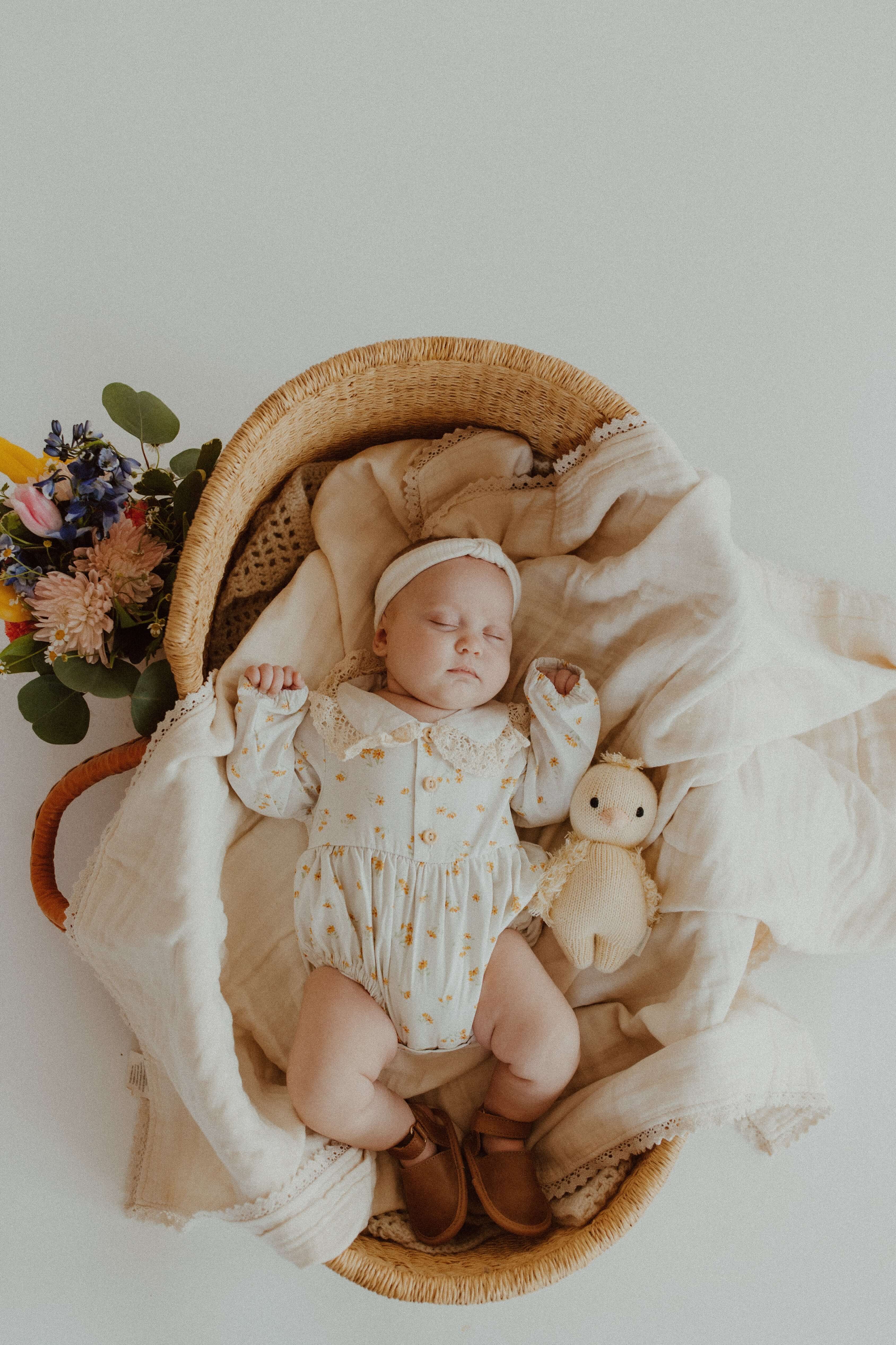 Yellow Floral Button Bubble Romper | Milk & Baby