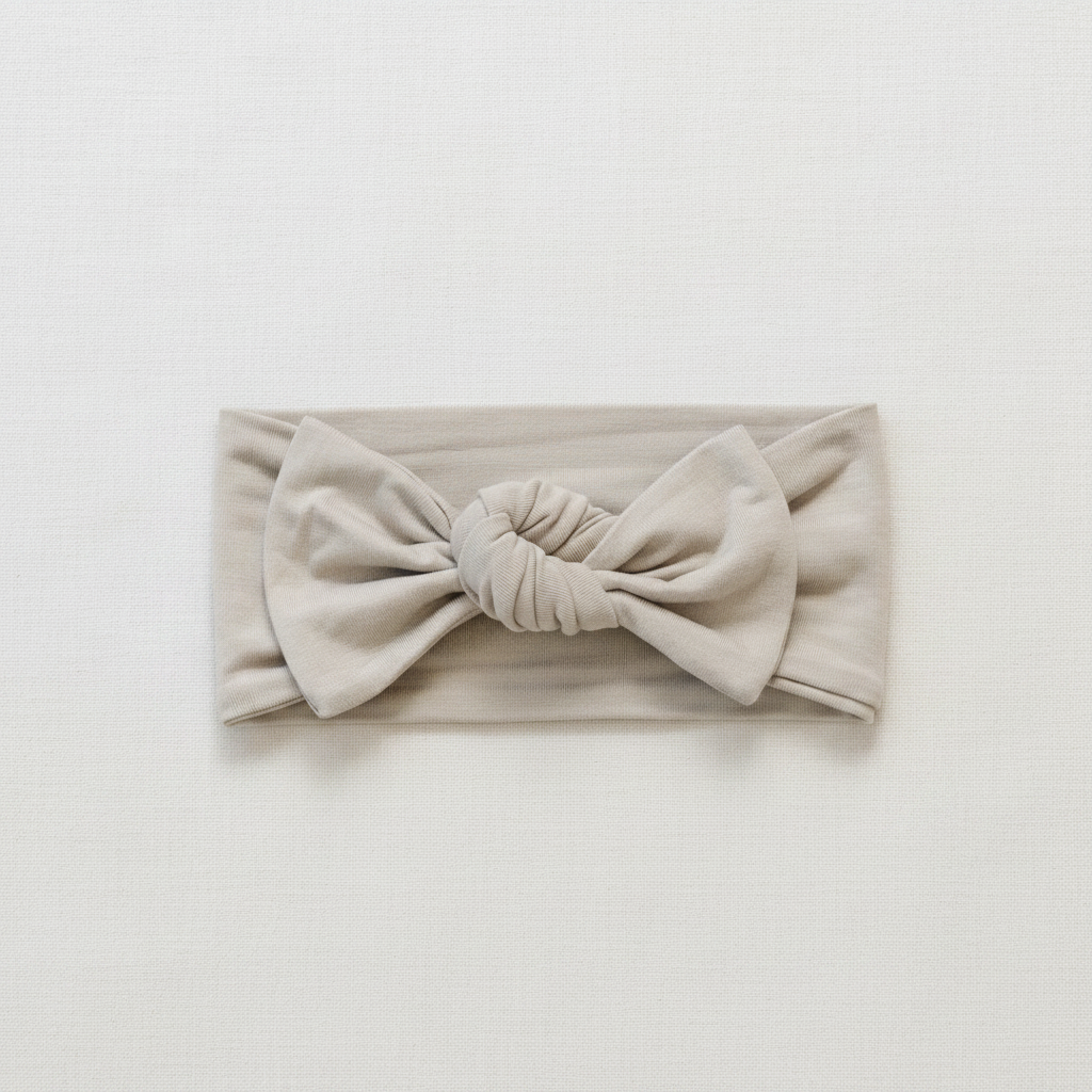 Oatmeal Bamboo Head Wrap - Minimal Flat Lay