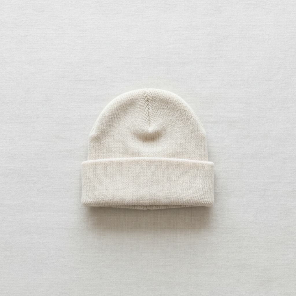 Oatmeal Mebie Baby Beanie - Minimal Flat Lay