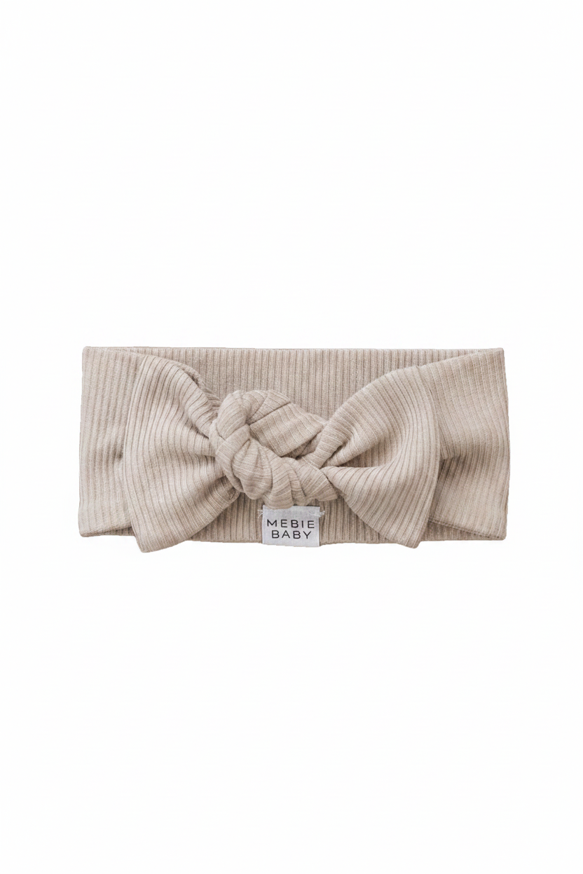 Oatmeal Organic Cotton Ribbed Head Wrap - Portrait