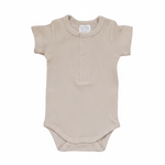 Oatmeal Organic Cotton Ribbed Snap Bodysuit - Portrait