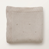 Oatmeal pointelle blanket with more space and a subtle background