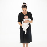 Onyx Striped Everything Knotted Newborn Gown | Milk & Baby
