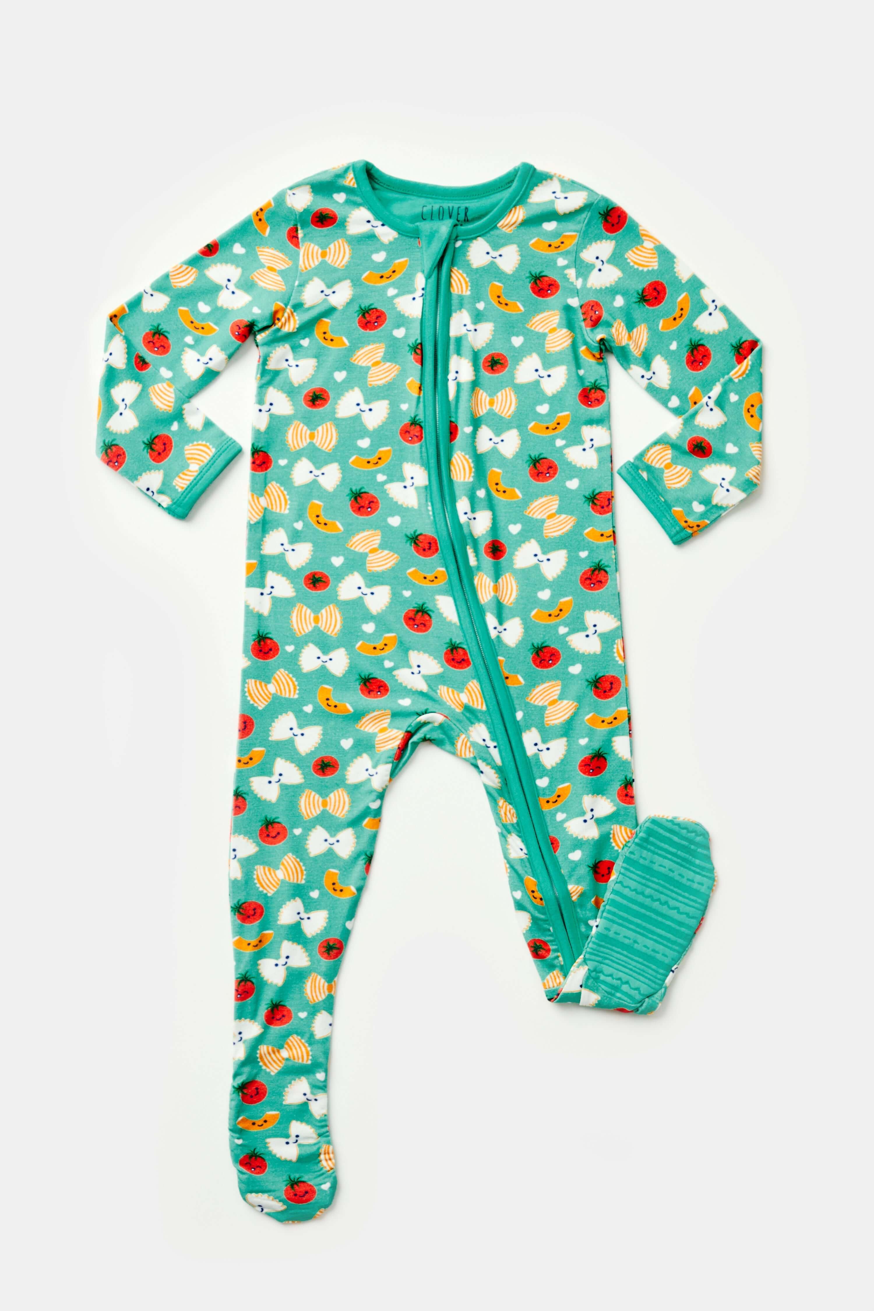 Pasta Night | Soft & Stretchy Zipper Footie | Milk & Baby
